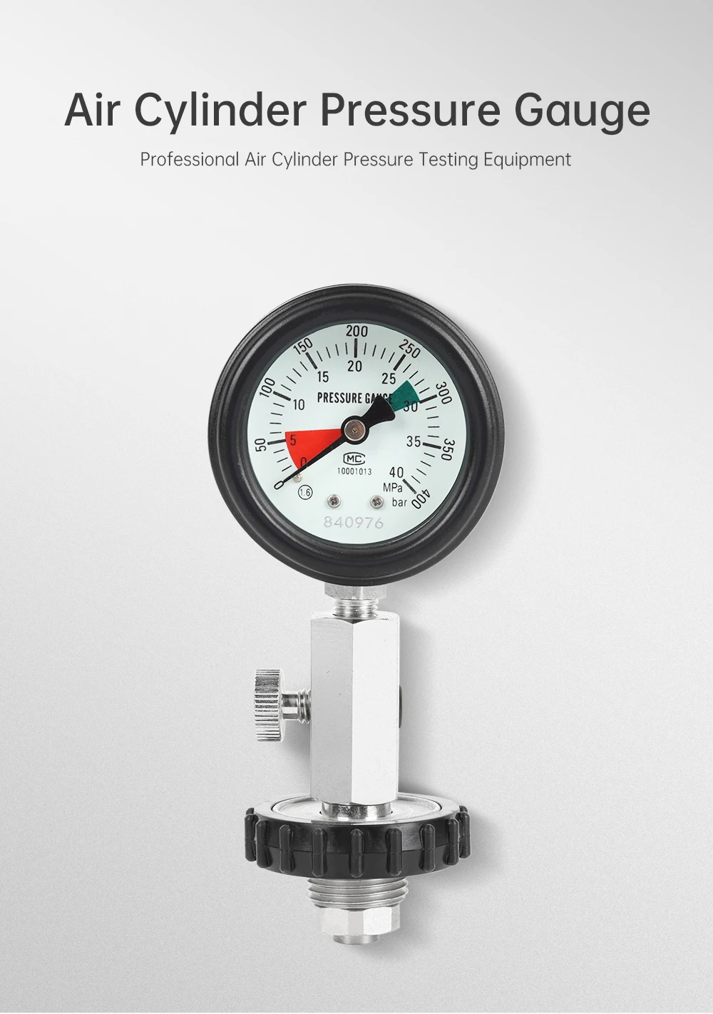 Scuba Choice G5/8 Gewinde für DIN-Tank Druckprüfer 5800 PSI/400 BAR Manometer, Langlebiges Edelstahl-Tauchventil-Zubehör – Detail 1