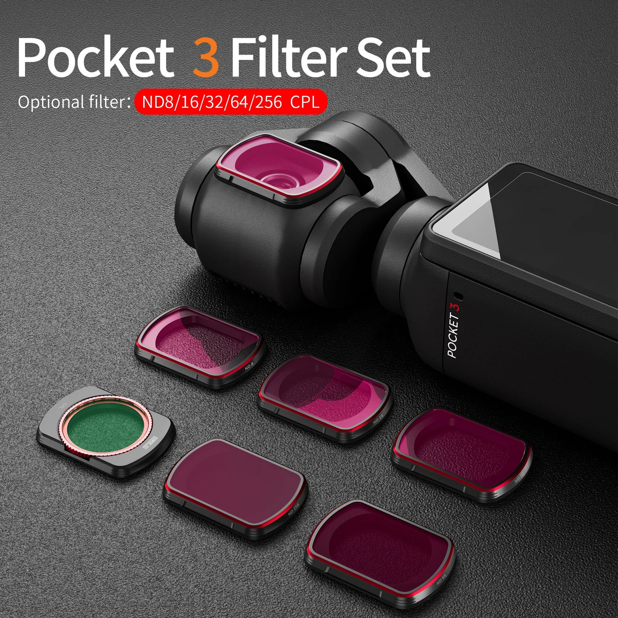 

STARTRC ND Filter Set for DJI Pocket 3 Sport Camera Lens Filter CPL ND16 ND8 ND32 ND64 ND256 Filters OSMO Pocket 3 Accessories