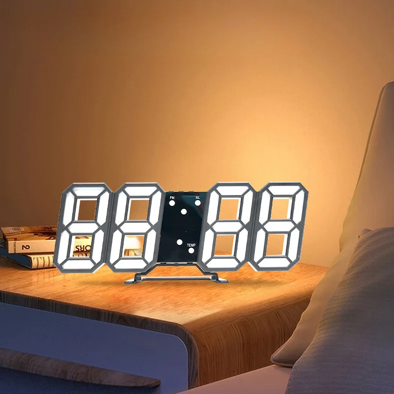 Reloj despertador Digital estereoscópico 3D electrónico, pantalla de alta definición, luz LED nocturna, estilo minimalista, creativo y moderno para el hogar