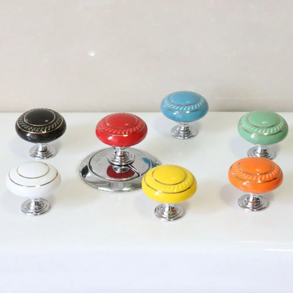 Circular Toilet Press Ceramic Nail Protector Toilet Button Colorful Universal Water Press Flush Button Bathroom Supplies