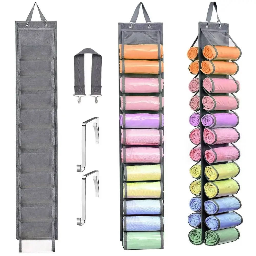 

24 Pockets Clothes Closets Roll Holder Double-sided Transparent Hanging Closet Organizer Large Capacity Thicken