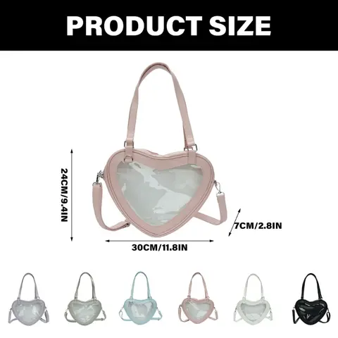 Japansk skolflickauniform axelväska studentbokväska hjärta genomskinligt fönster stor kapacitet axelväska 10 best sales bokformad väska - №8