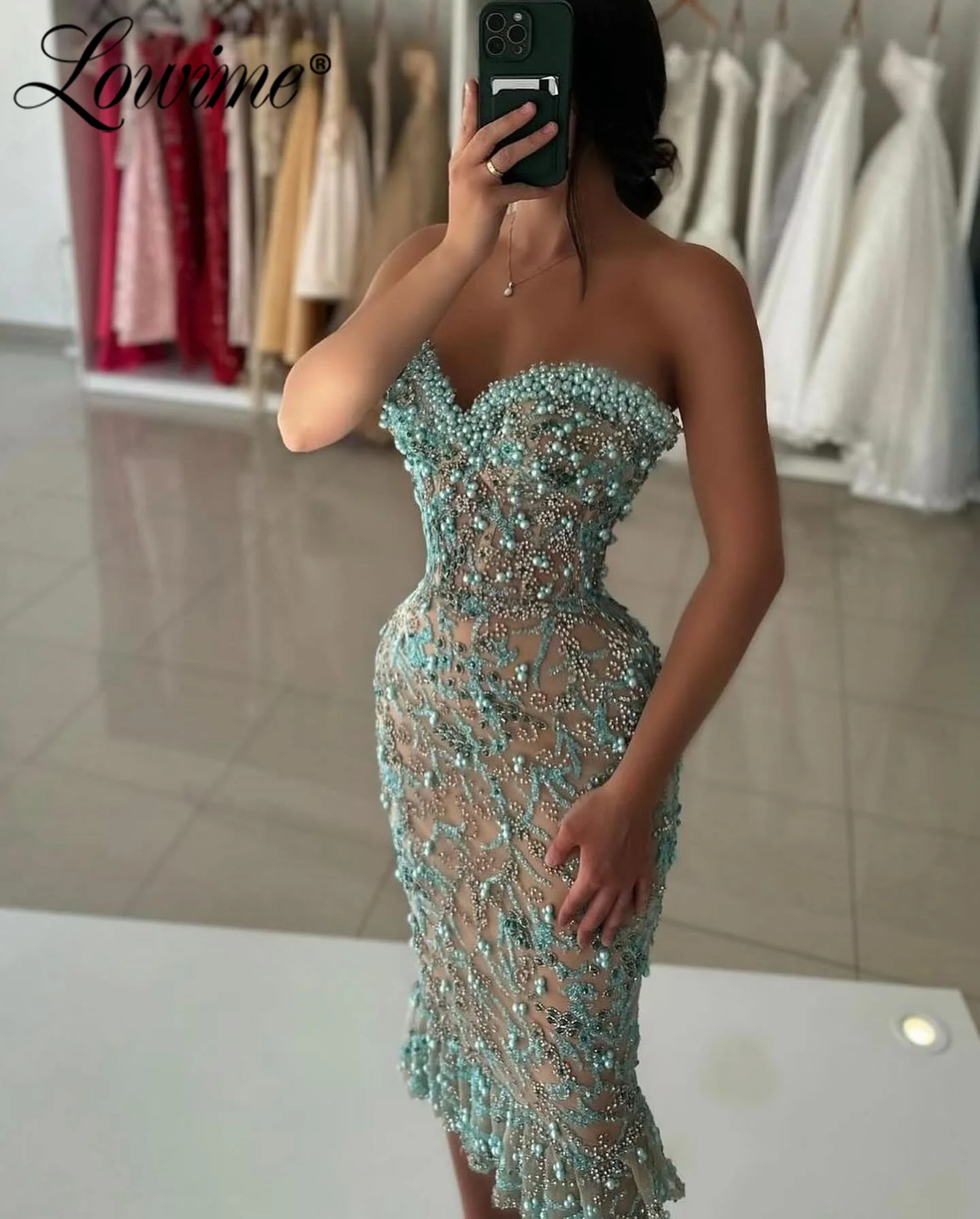 2024 Robe Aso Ebi Crystals Pearl Prom Dresses Arabic Evening Formal Party Second Reception Birthday Engagement Gowns Custom Made