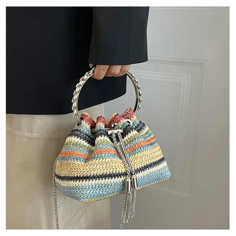 

Fashion Women Summer Bohemian Straw Bag Woven Beach Crossbody Bag Shoulder Messenger Bag Girls Handbags