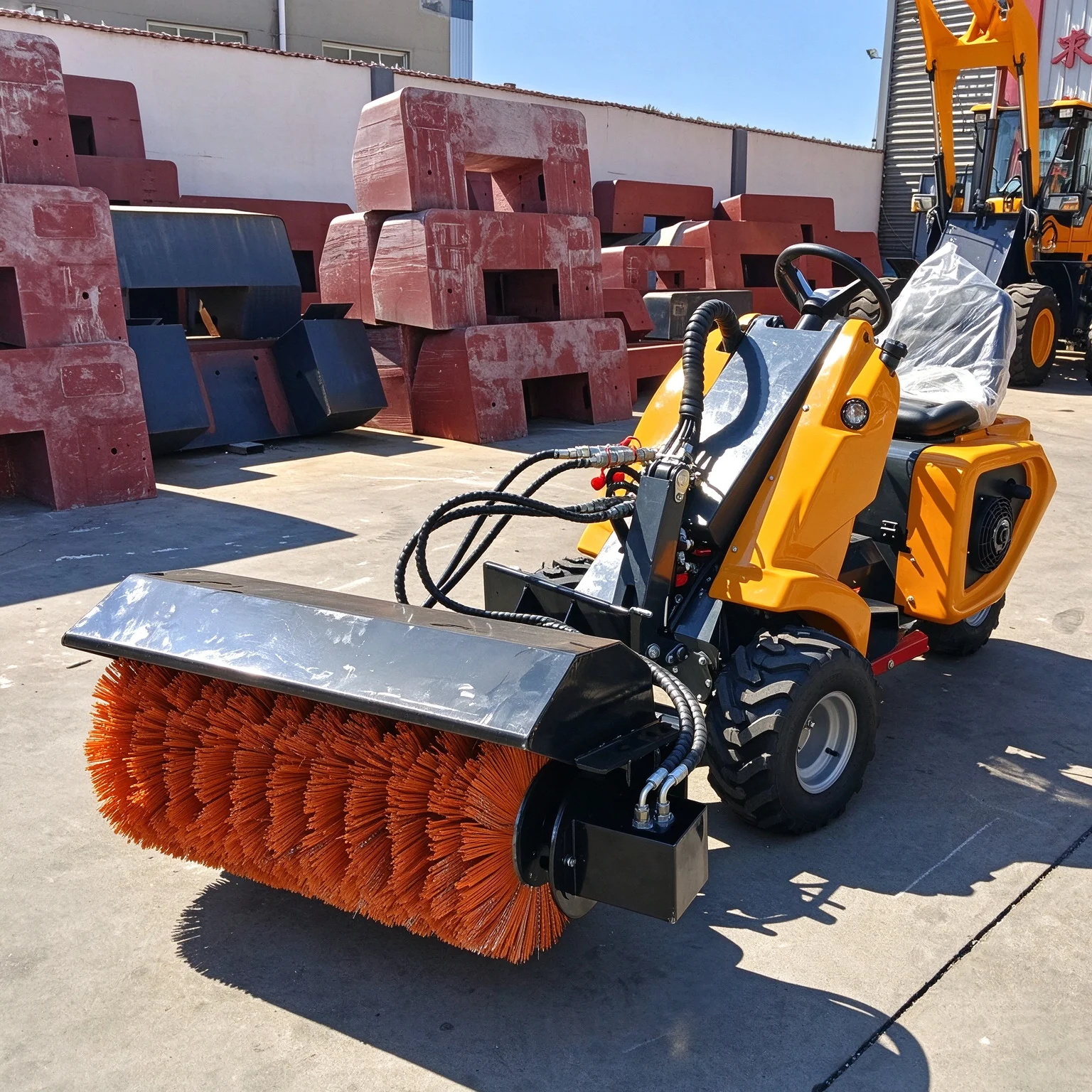 Wheel Loader Road Sweeper Attachment Hydraulic Broom Cleaning Head CE EPA Euro 5 Customized Heavy Duty Machine