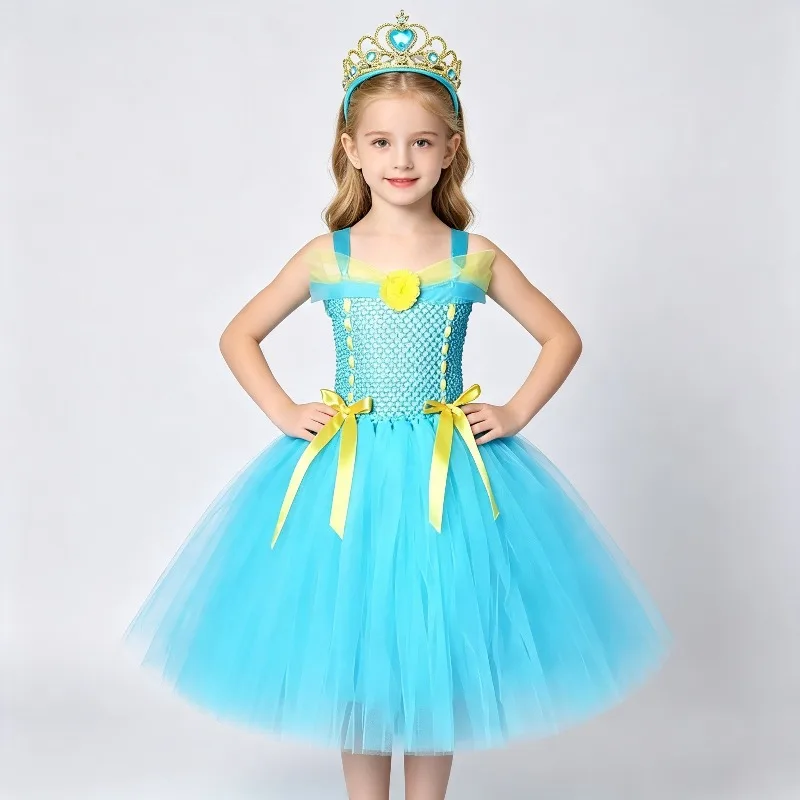 Halloween Girls Princess Dresses Full Length Birthday Party Ballet Tutu Floor Length Flowy Formal Evening Elegant Dress Outfit