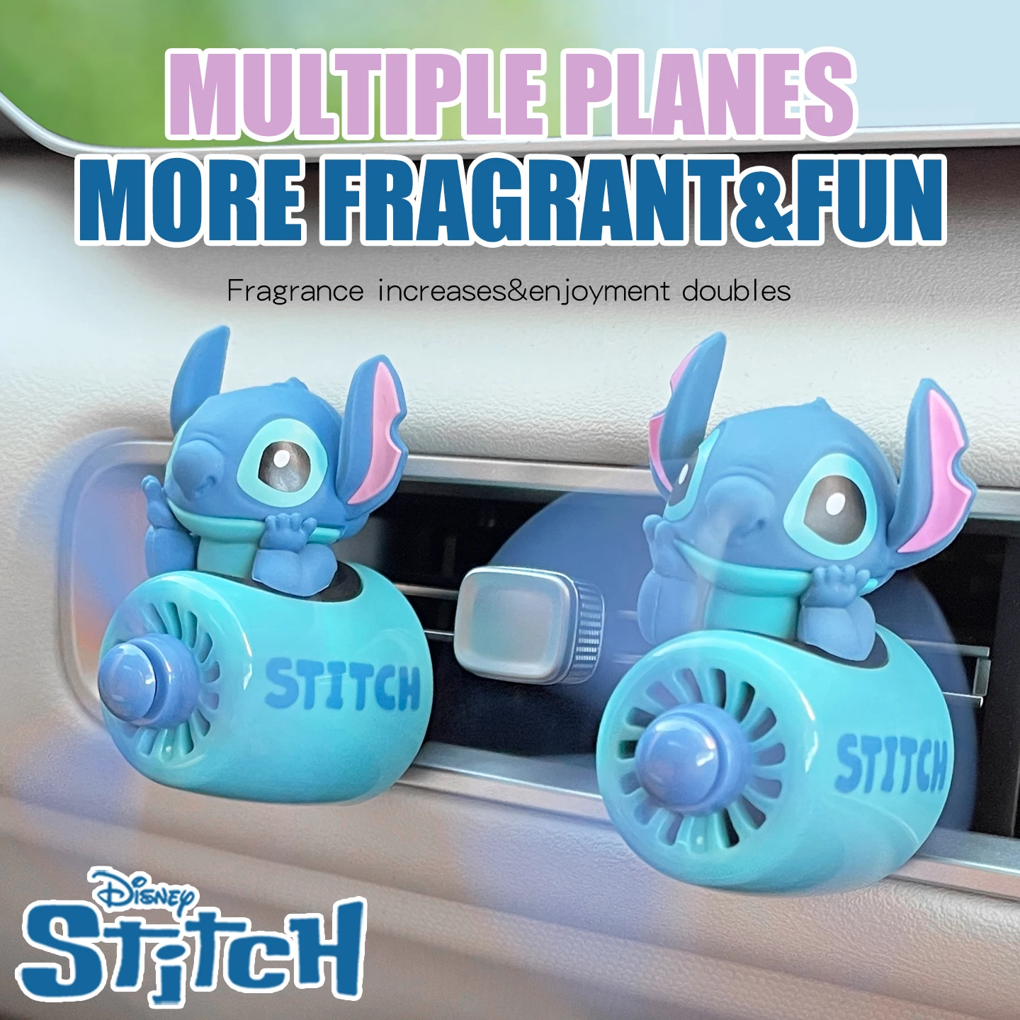 Disney Stitch Car Fragrance Diffuser Pilot Plane Ornament Vent Clip Air Freshener Accessories Interior Decorations Solid Perfume