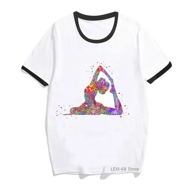 

Watercolor Gymnastics Art Aesthetic Print Women'S T-Shirt Summer Style Fashion Tshirt Femme White Short Sleeve T Shirt Femme