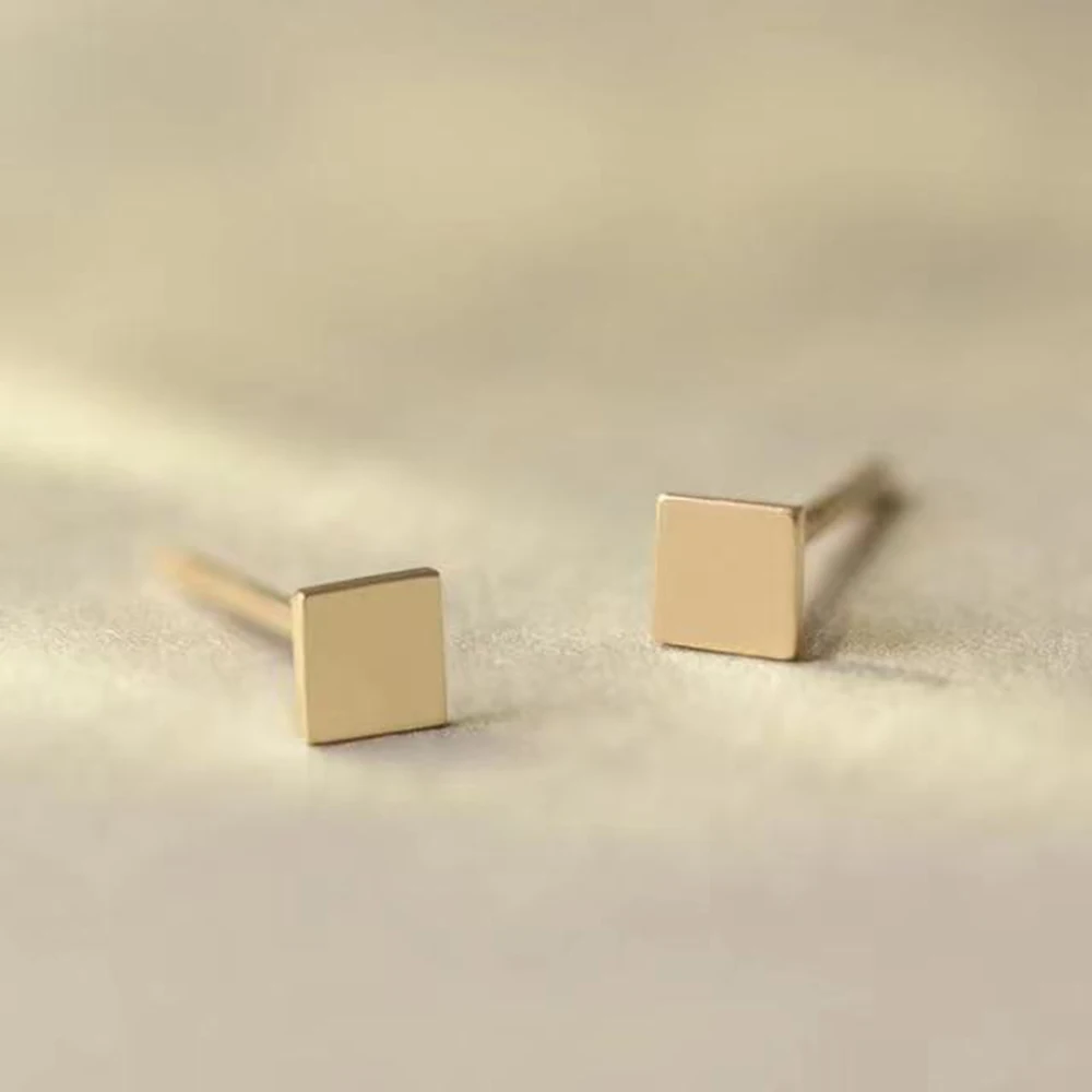 SUNIBI Minimalist Stainless Steel Small Stud Earrings for Women  Square Mini Fashion Cute Earrings Party Gift Jewelry Wholesale