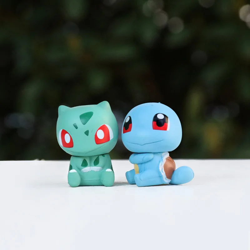 Figuras de Pokémon para niños, Pikachu, Charmander, Squirtle, muñecos de dibujos animados, juguetes de acción, adornos de escritorio, regalo para niños, 6 uds.
