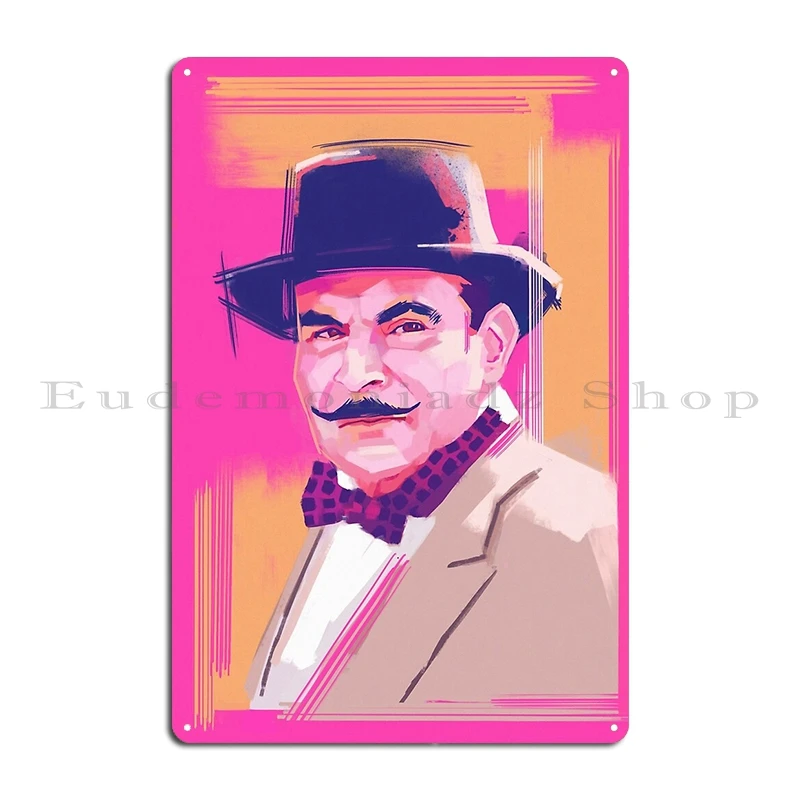 David Suchet Poirot in hat portrait Hercule Poirot the case of the cat meme Metal Print Wall Decor Pub Designing Tin Sign Poster