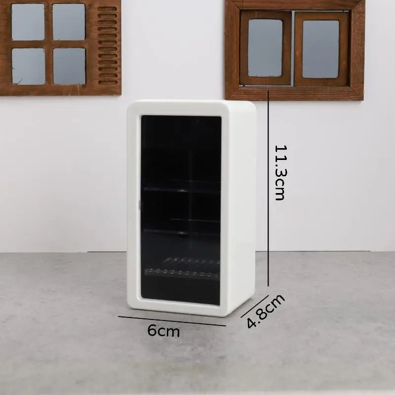 1Pcs 1:12 Doll House Mini Simulation Luminous Refrigerator Freezer Playhouse Toys Miniature Food Play Kitchen Scene Decor