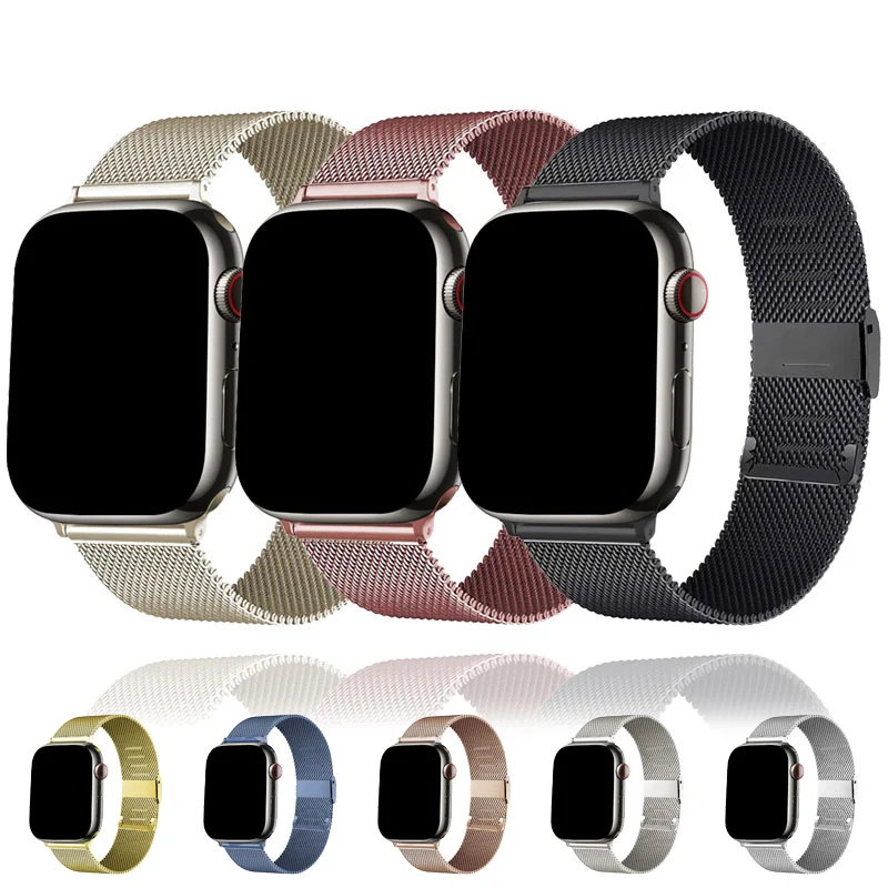 

Milanese Strap For Apple Watch Band 46mm 40mm 41mm 42mm 44mm 45mm 49mm Metal Bracelet for iwatch Ultra 10 9 8 7 6 5 SE 4 3 2 1