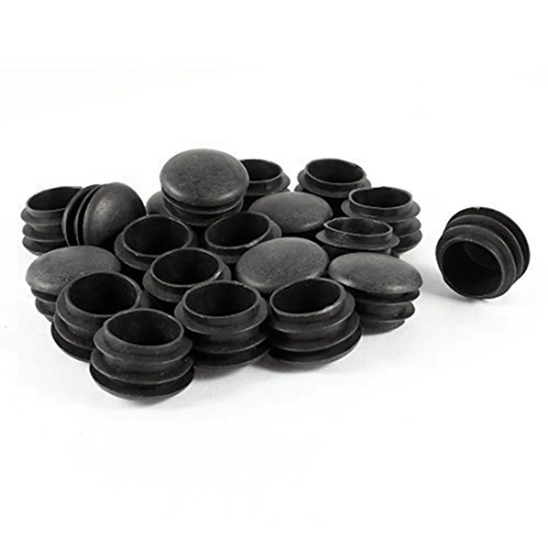 

80 Pcs Black Plastic 25Mm Dia Blanking End Caps Round Tube Insert