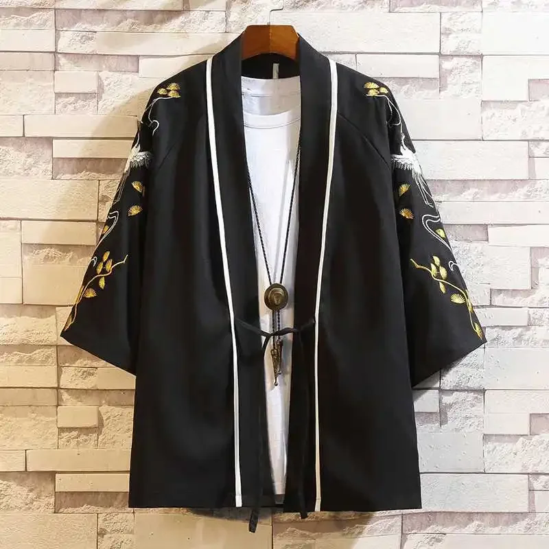 

Men's Chinese Hanfu Japanese Kimono Cardigan Jacket Ancient Style Ukiyoe Ancient Costume Robe Cape Men's Outerwear