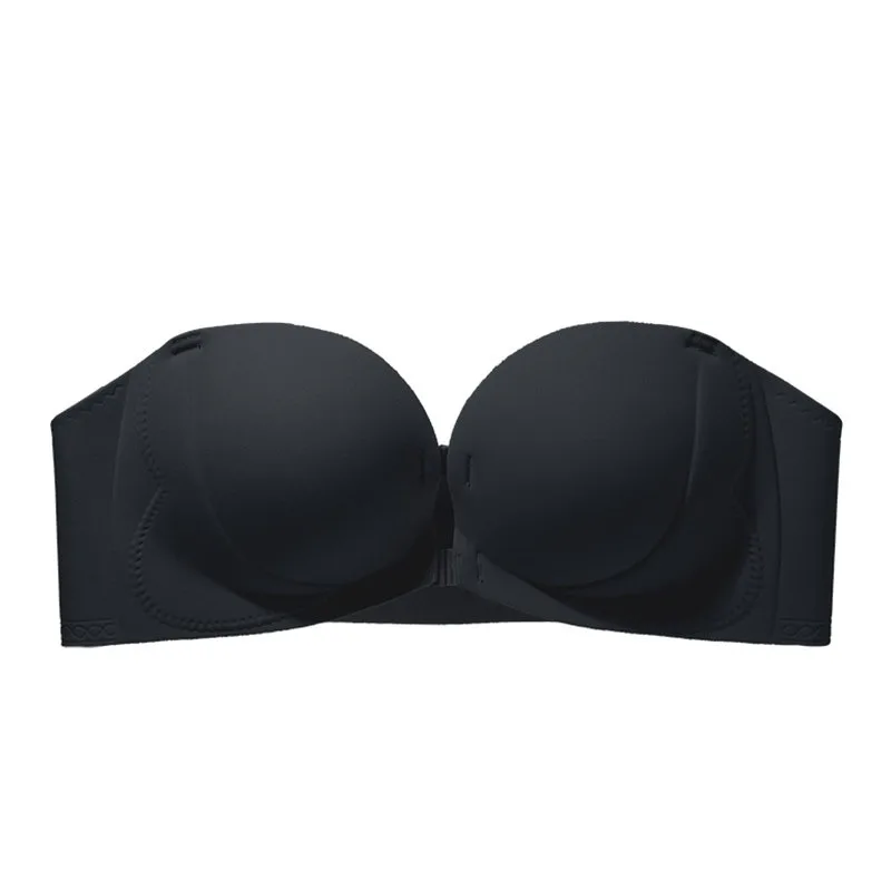 Trägerloser BH Damen Vorne Verschließbar Top Unsichtbar Rückenfrei Soft Rutschfest Erhöht 2 Körbchen Hochzeitskleid Abendkleid view 4
