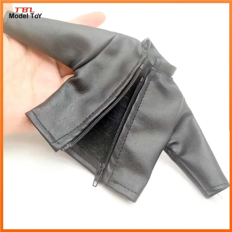 1/6 Scale Male Soldier Black Leather Jacket with Zipper Model for 12in Action Figure Accessory Toys