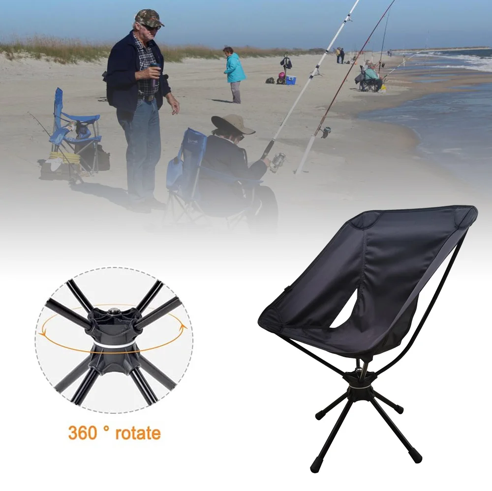 

360° Swivel Chairs Picnic Beach Fishing Folding Chair Outdoor Backpacking Lightweight Chair with Carry Bag for Camping Fishing