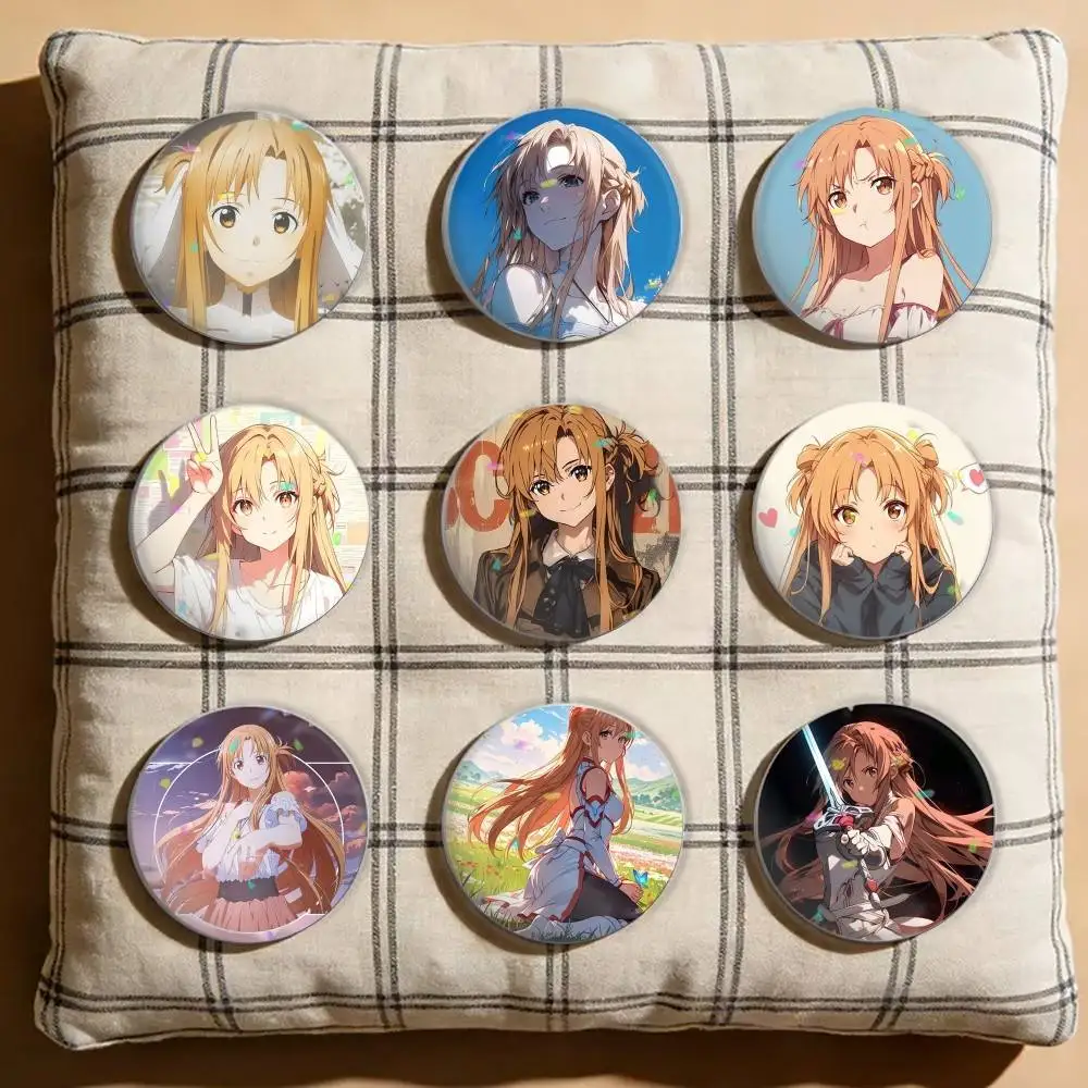 

SAO Y-Yuuki Asuna Laser Badge Creative Pins Brooch for Bag Clothes Hat Decor Gifts Fans Collect