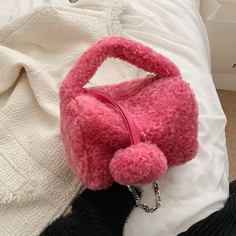 

Children Messenger Bags Versatile Plush Fashionable Cute Shoulder Bags Hand-held Chain Crossbody Bag Purse and Handbags Сумка