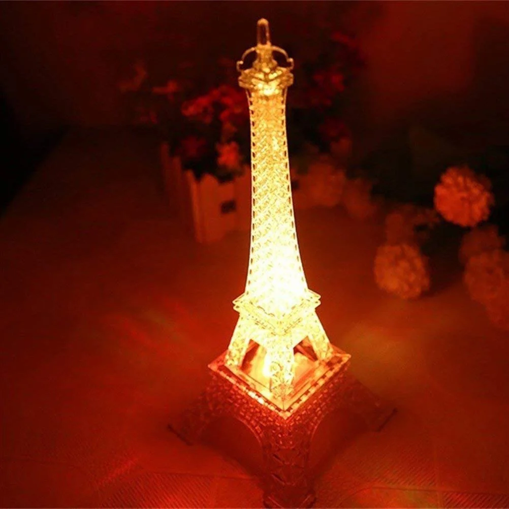 

2Pcs Acrylic LED Night Light Eiffel Tower Desk Lamp Nightlight Decorative Party Home Romantic Atmosphere Birthday Anniversary