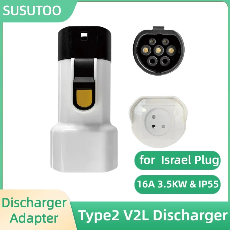 

For Xpeng MG BYD Genesis Voyah Omoda 9SHS V2L Vehicle Type 2 V2L Discharger Israel Plug For Type2 Car Discharge EV adapter