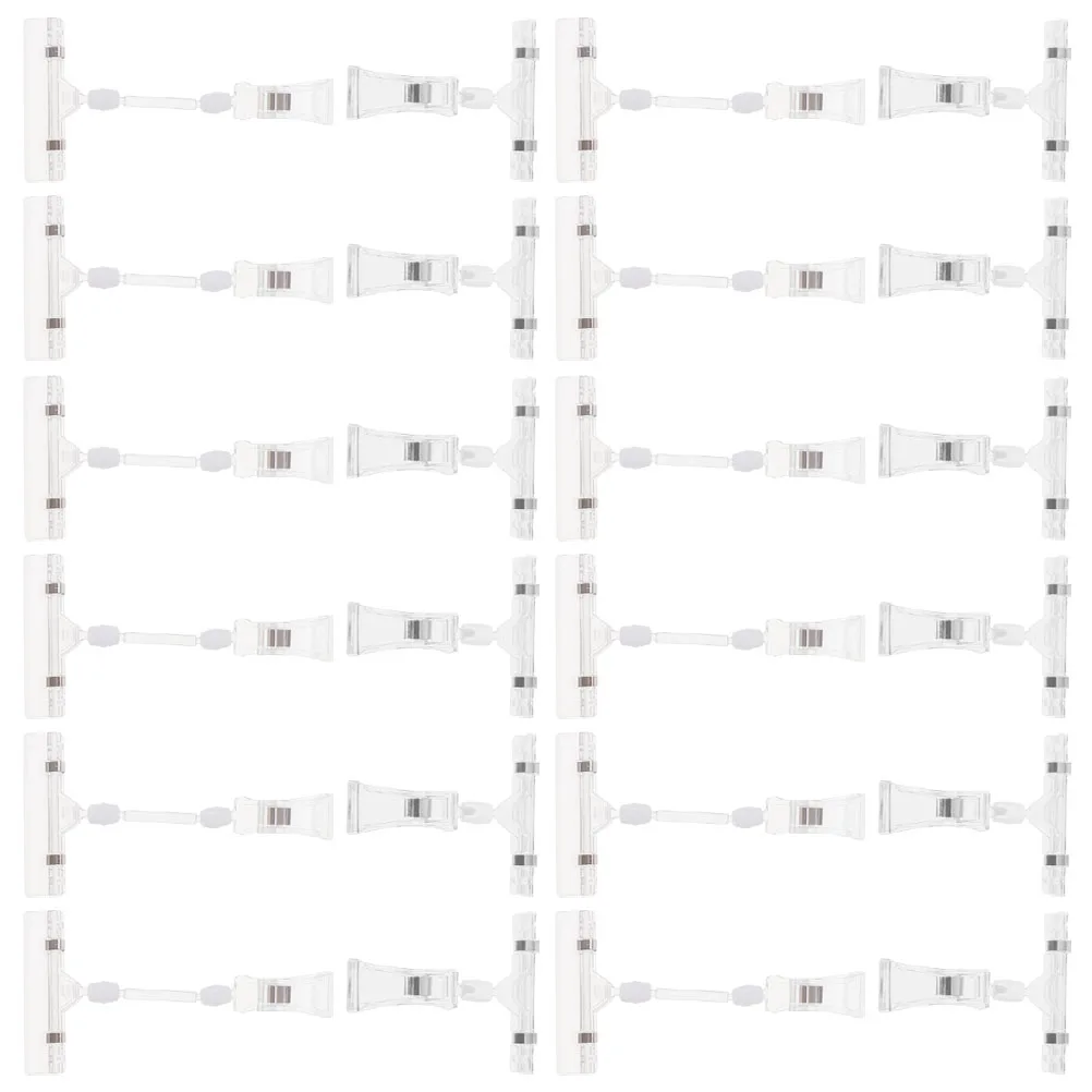 

50 Pcs Advertising Clips Store Price Tag Holders Rotatable Retail Supermarket Display Merch Clear Double Sided Tag