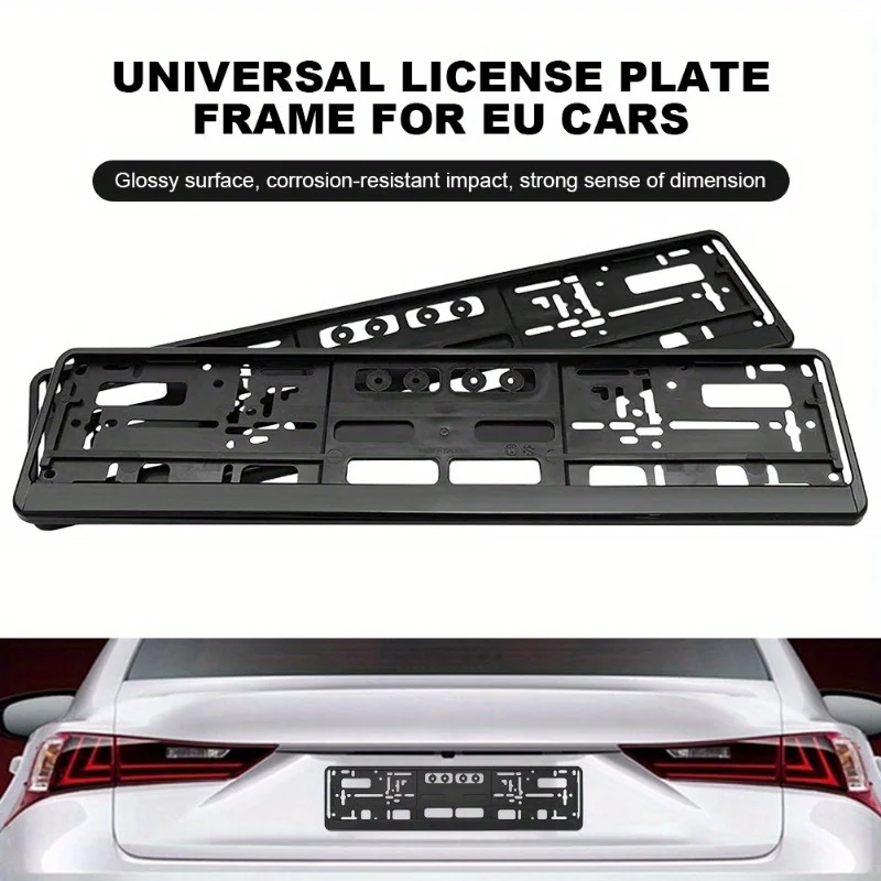 

2pcs A license plate frame that meets British standards and EU standards, with a carbon fiber/Black texture.