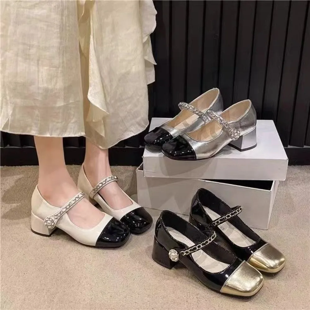 

Весенне-осенние женские новые винтажные туфли Мэри Джейн на плоской подошве, весна-осень 2022, большие женские туфли с квадратным носком