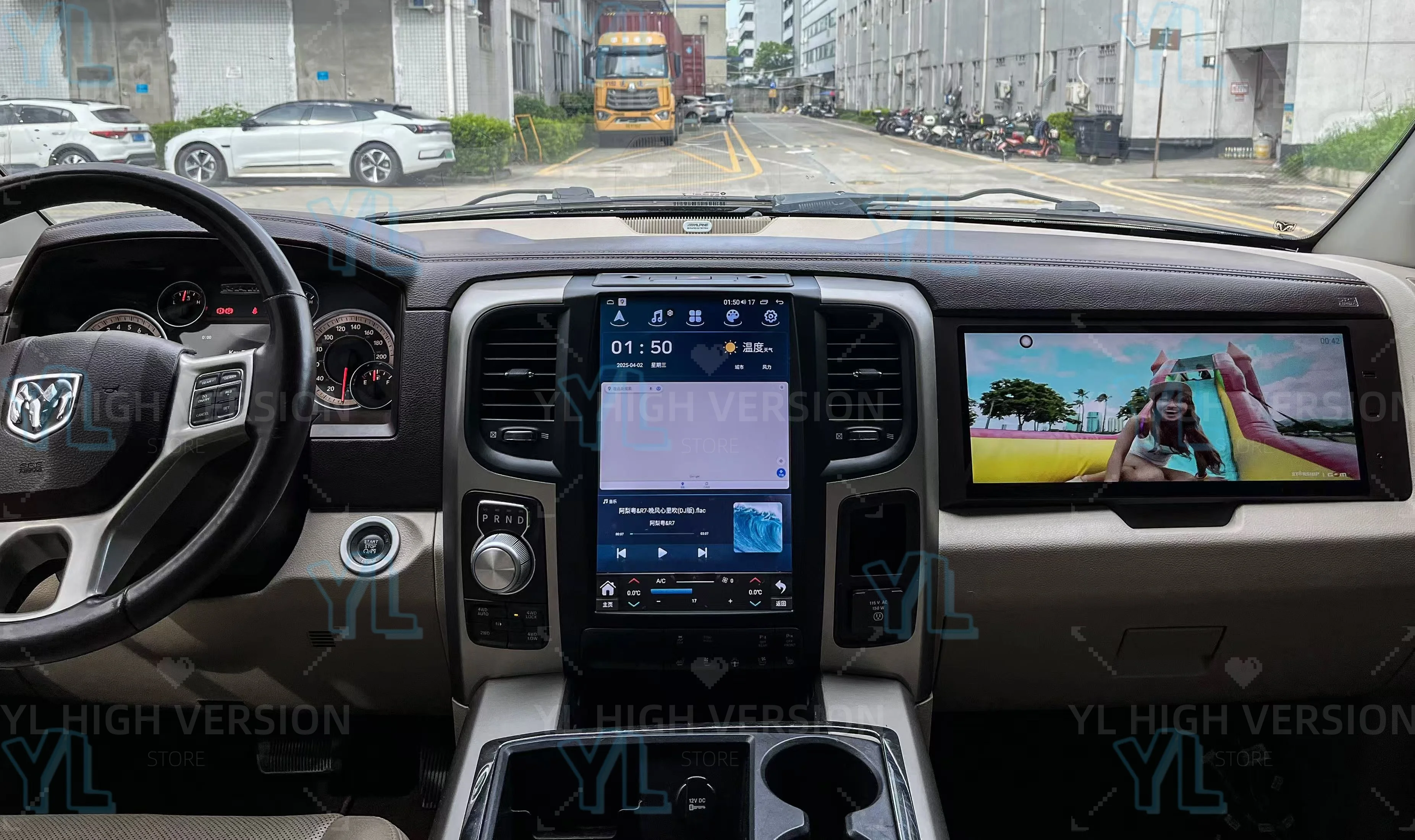 شاشة لمس سعوية مقاس 17 بوصة تعمل بنظام Android 14 CarPlay وAndroid Auto Head Unit لـ Dodge Ram 2500/3500 2014-2018 - HD Co-pilot Enterta