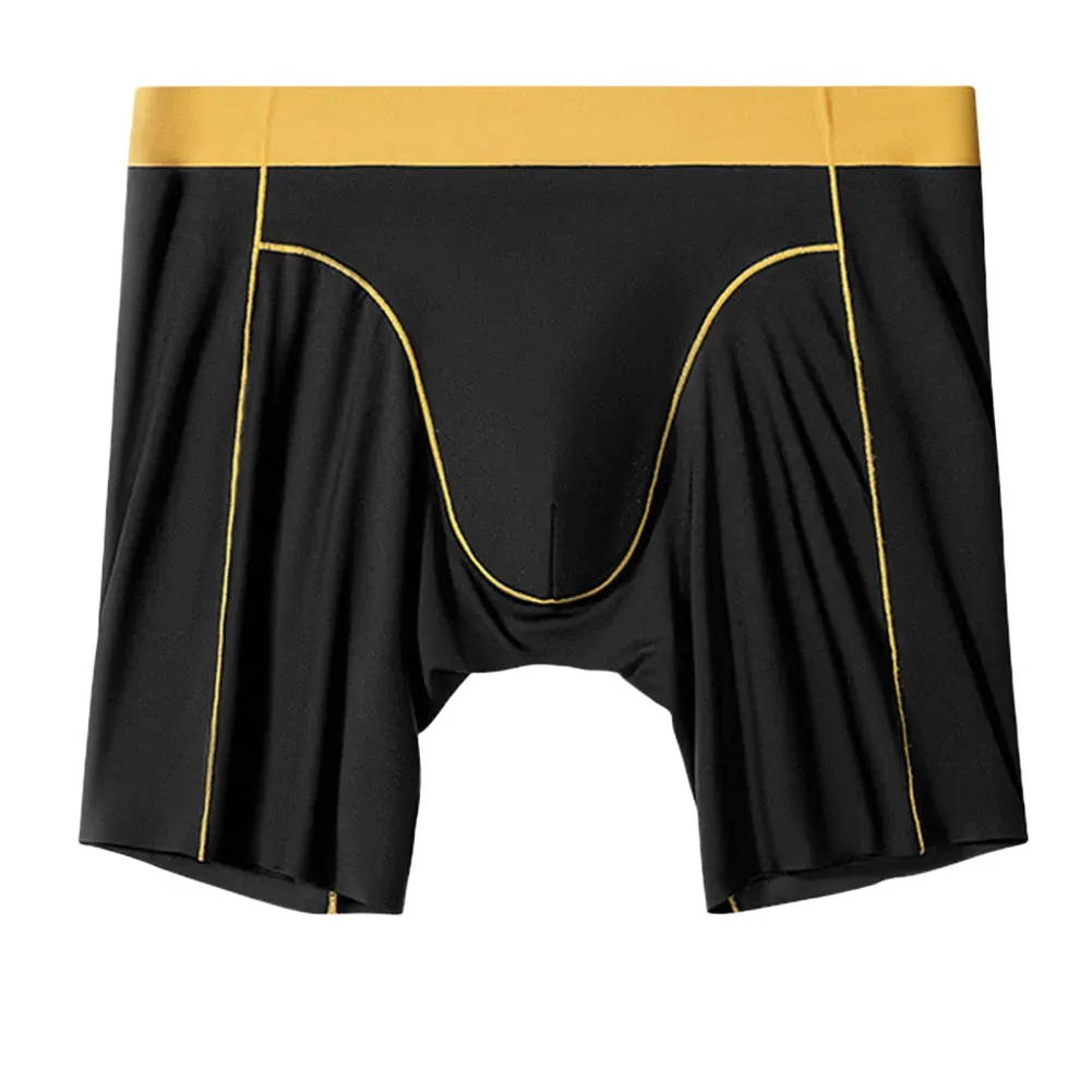 بوكسر رجالي طويل الساق من الحرير الجليدي، سروال رياضي قابل للتنفس، قماش سريع الجفاف مع أرجل مضادة للتآكل لتحسين المتانة