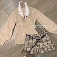 Chic Gothic Slim Sexy Knitted Sweater Soft Kint Pullover Long Sleeve Skinny Tops Y2k Design Streetwear V-neck Fairy Grunge 6