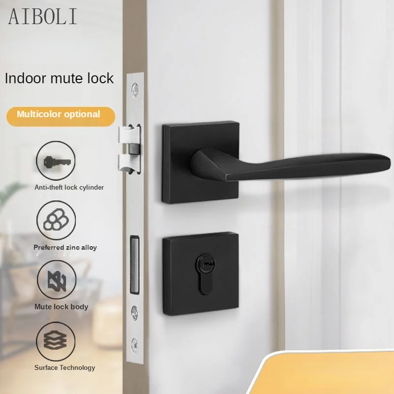 

Black Split Lock Zinc Alloy Indoor Bedroom Door Lock Household Magnetic Mute Door Lock Universal Wooden Door Lock
