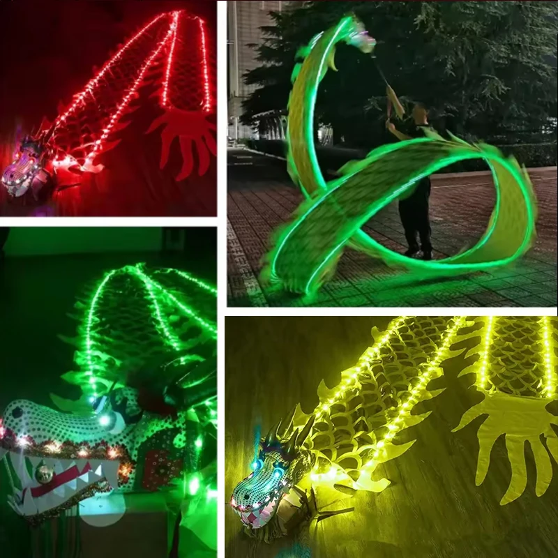 Led Dragon Poi Luminous Dragon Dance Poi Light up Dragon Ribbon Streamer for Spring Festival New Year Halloween Party Props