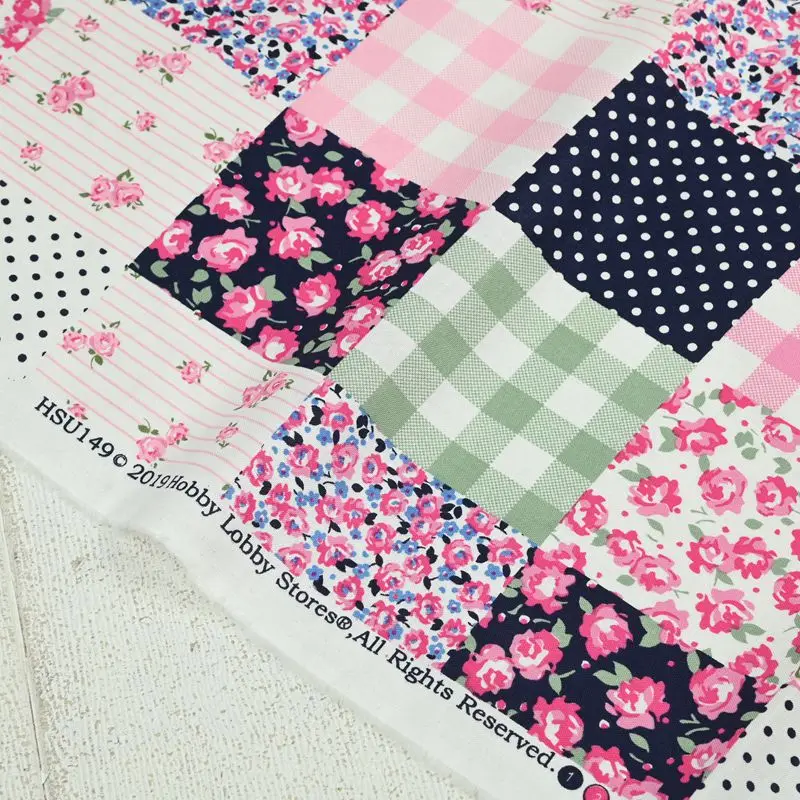 

Half Meter plain weave cotton pastoral grid cotton printed fabric handmade DIY bag clothing fabric