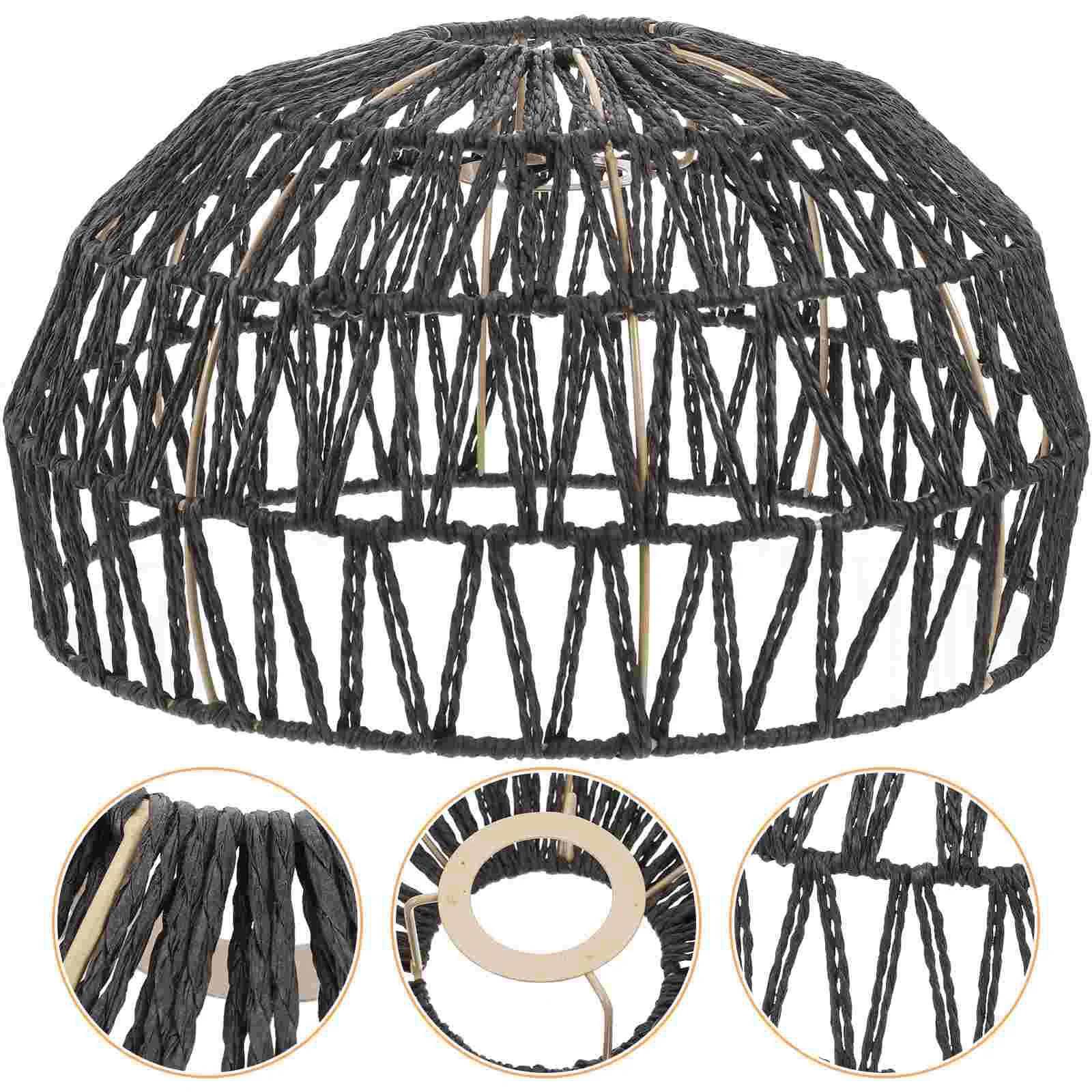 Ventilatori da soffitto Paralume Lampadario Retro Boemia Lampada a sospensione Nero Copertura creativa per fattoria