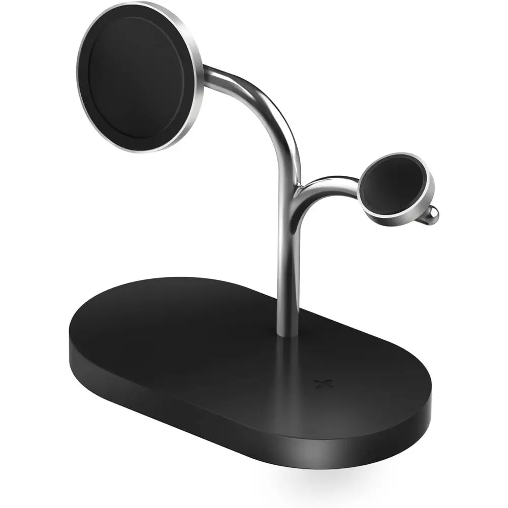Universal 3-in-1 Wireless Charging Station with Fast Charging, Magnetic Design, and Qi-Certified for Phones, Watches, Earbuds, a