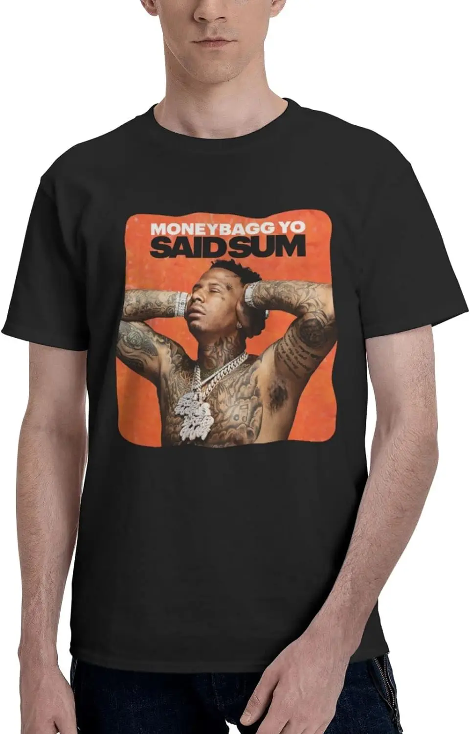 Men's T Shirt Cotton Graphic Short Sleeve Tees Shirt Black