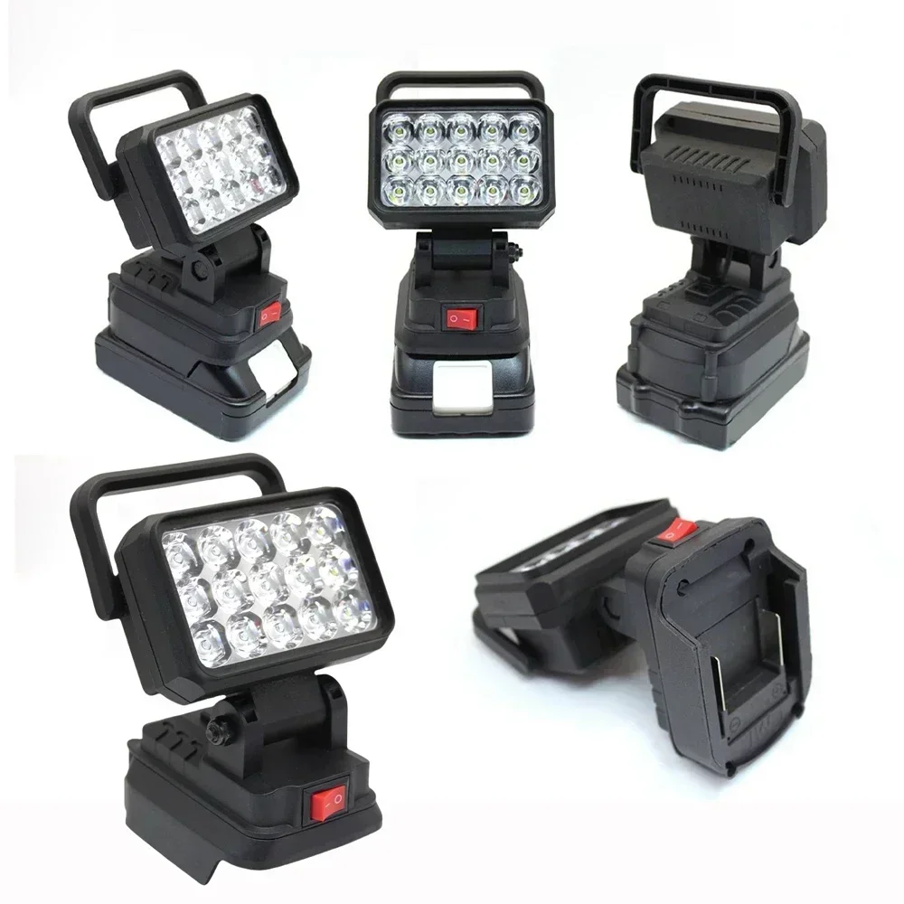 Lampe de travail LED portable, 15 perles, budgétaire, lanterne à main pour Makita, Dewalt, Milwaukee, Bosch, batterie 18V Eddie ion