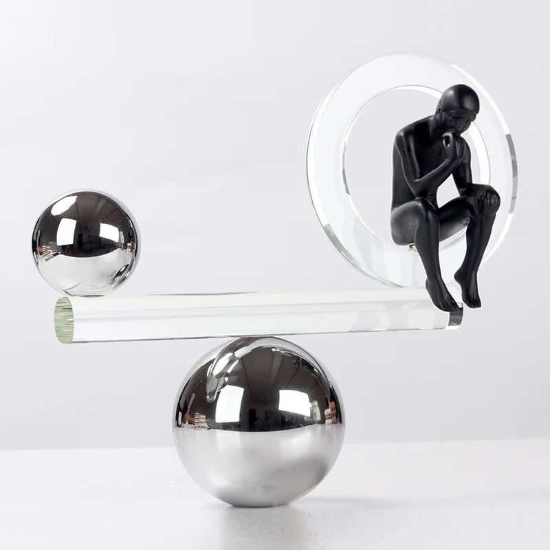 Sculptures of Balanced Thinkers, Climbing Stairs, Crystal Balls, Living Room Tabletop Decorations, Modern Decorative Crafts