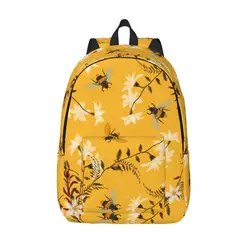 Men Women Backpack Large Capacity School Backpack for Student Hand Drawn Honey Bee Animals School Bag