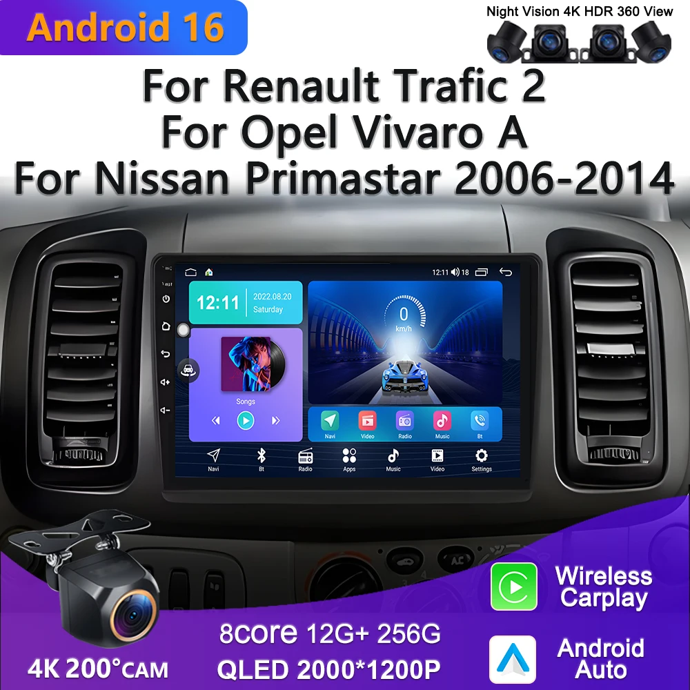 Android For Renault Trafic 2 For Opel Vivaro A For Nissan Primastar 2006 - 2014 Car Radio Stereo Multimedia Player Video wifi BT