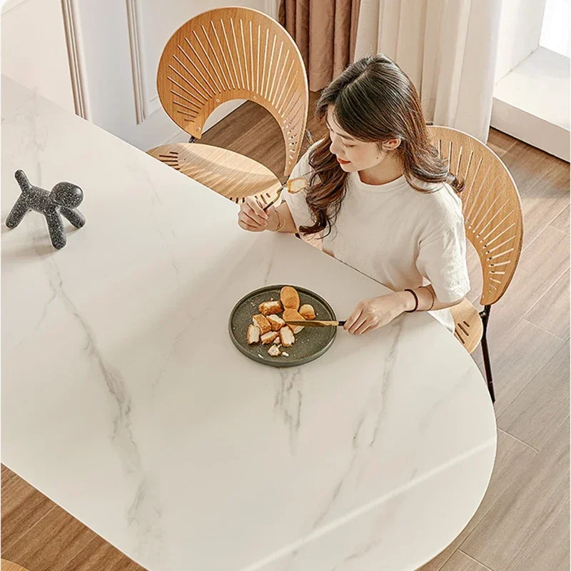 Modern Designer Rock Plate Dining Table Acrylic Oval Suspension Transparency Dining Table Fashion Furniture Tavolo Pranzo FYDT image 5