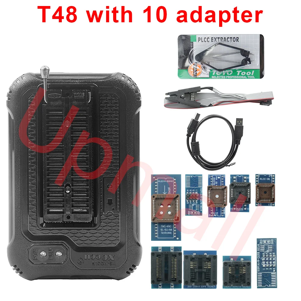 XGecu T48 Programmer Adapter V12.63 Support ICs for SPI/Nor/NAND Flash/EMMC +10 Adapters Better Than TL866II Plus