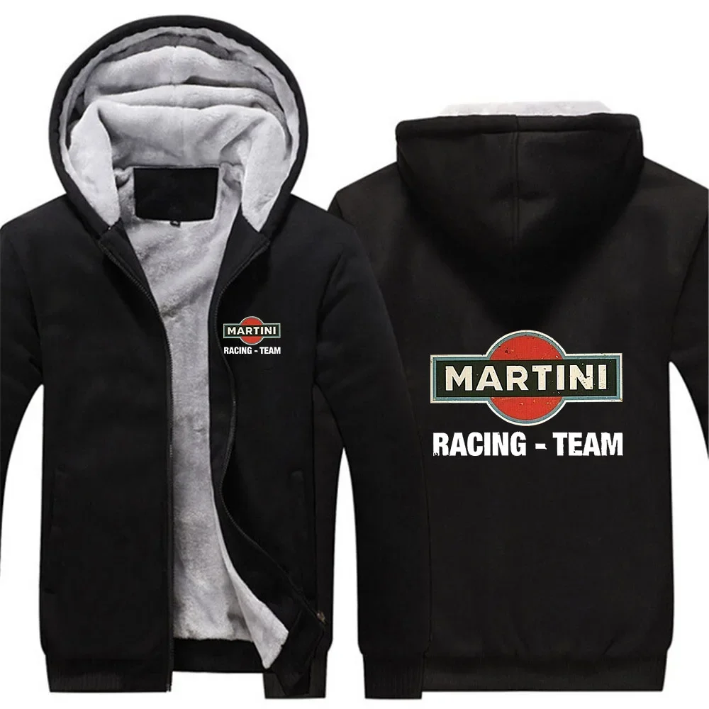 

2024 Autumn Winter Men's Martini Racing Logo Print Outdoor Windproof Warm Fashion Splicing Long Sleeve Casual Thickened Hoodies