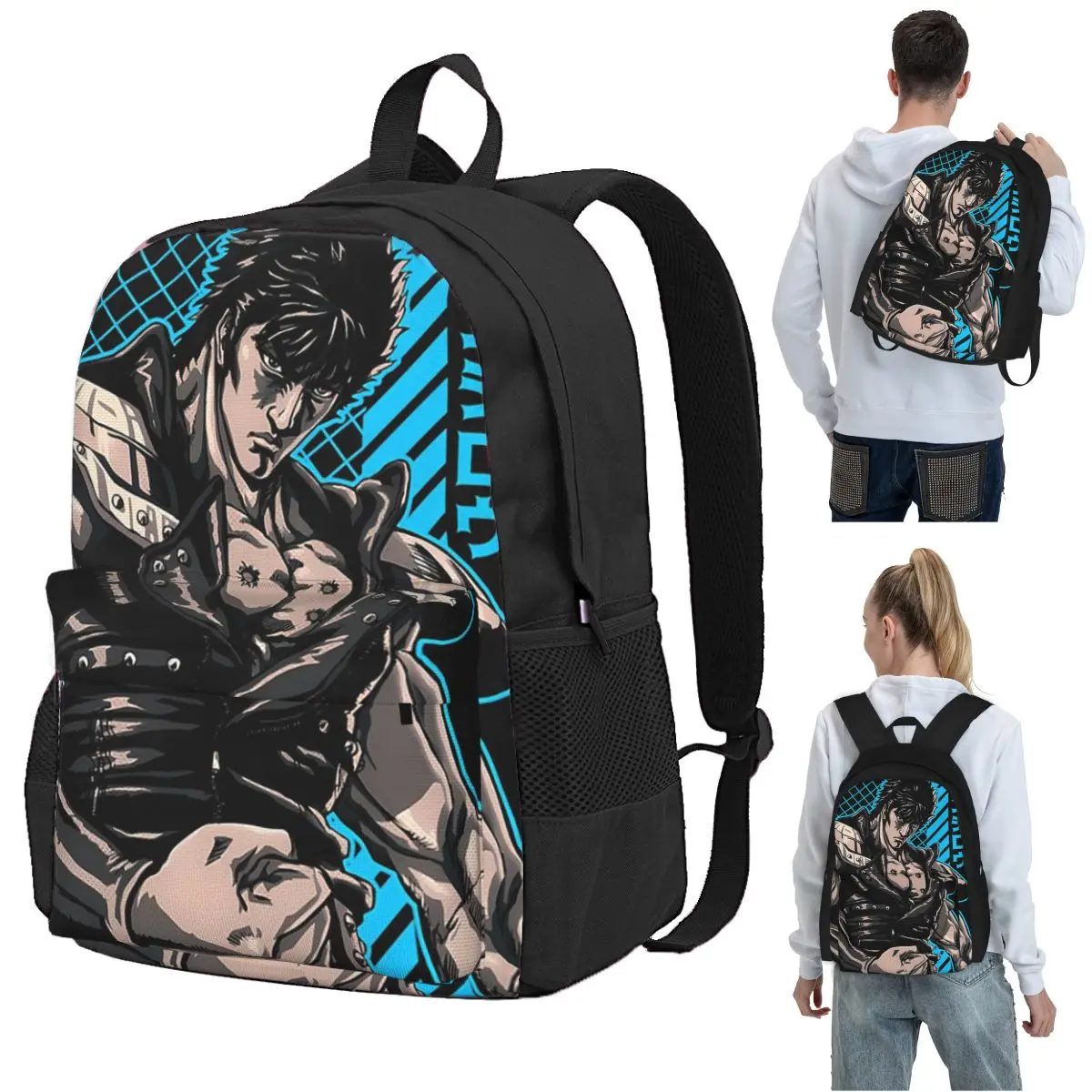 

Kenshiro Hokuto No Ken Backpack Student BookBag Kids School Bag Computer Shoulder Bags for Men Women