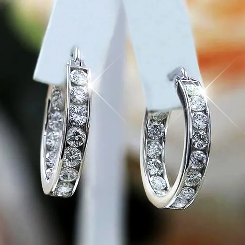 925 prata esterlina romântico zircão cristal círculo piercing hoop brincos para mulheres clássico moda 2025 festa de casamento jóias