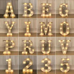 16/22CM DIY Luminous Lights LED Letter Night Light Creative Letters Alphabet Number Battery Lamp Romantic Party Decoration