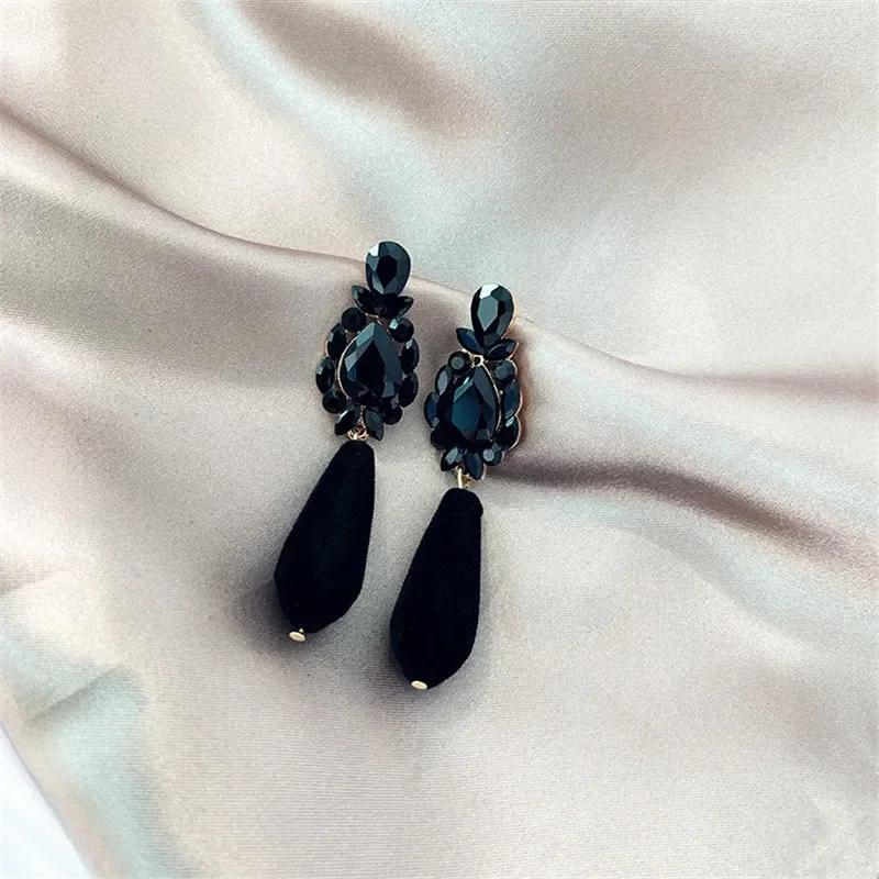 Korea New Design Fashion Jewelry Black Water Drop Resin Crystal Earrings Upscale Party Earrings for women gift