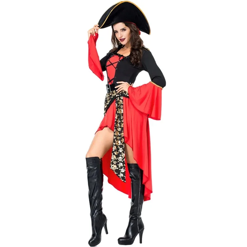 Halloween Skeleton Pirate Cosplay Costumes Women Gothic Corset Dress  Costume Party Performance Outfit Dresses Carnival Costumes